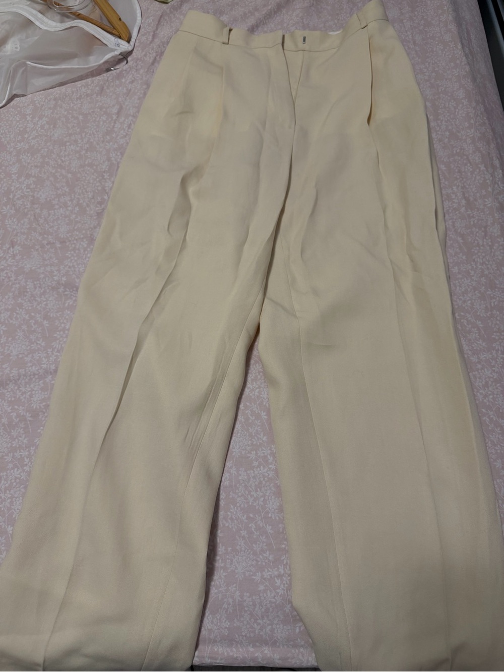 Men's Cream Pleated Dress Pants